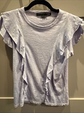 Veronica Beard Lavender Ruffle Short Sleeve Tee
